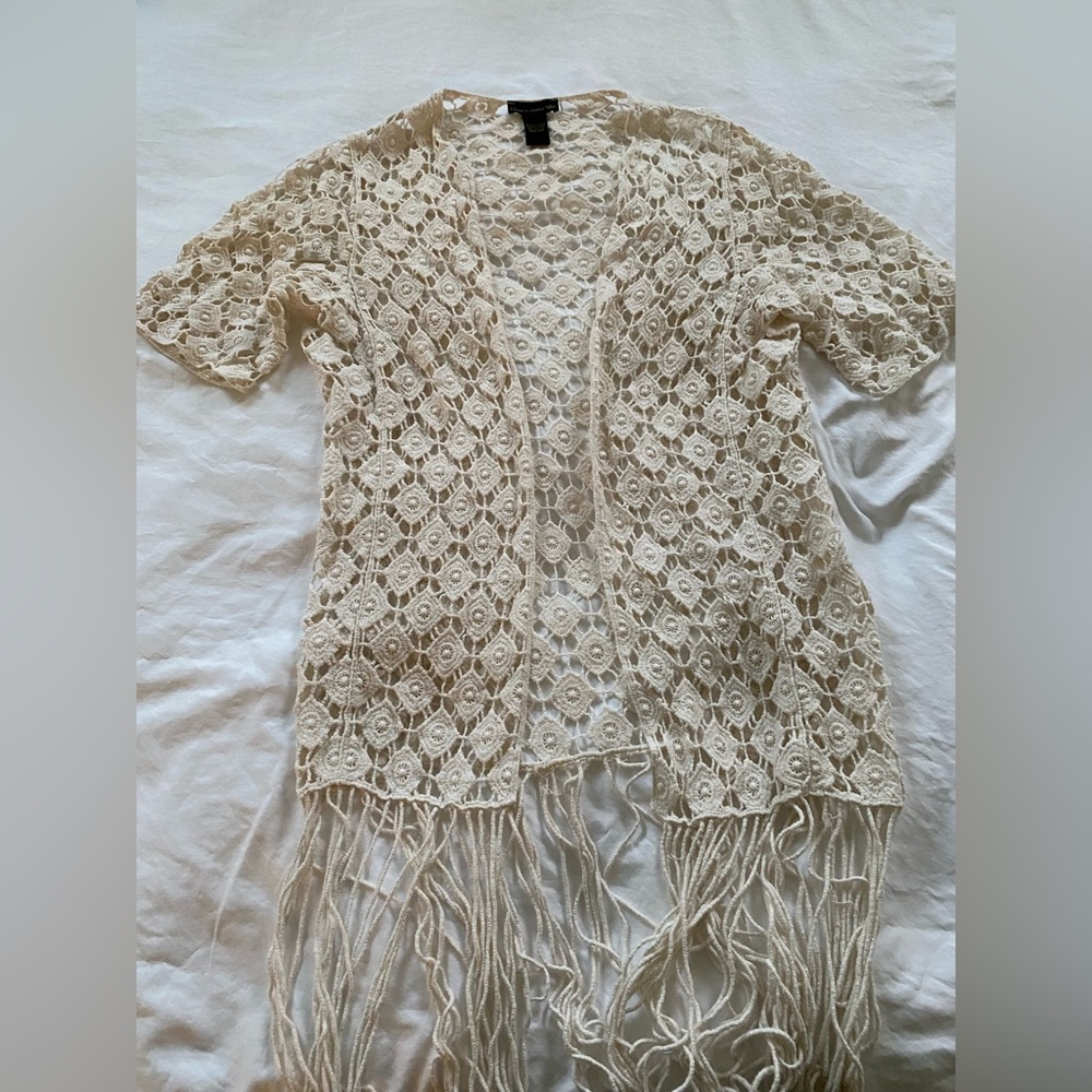 House of Harlow 1960 Ivory Crochet Cardigan